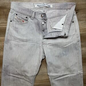 Diesel Jeans Men 32x28 Gray Kulter Straight Leg‎ Dirty Wash Stained Denim Y2K